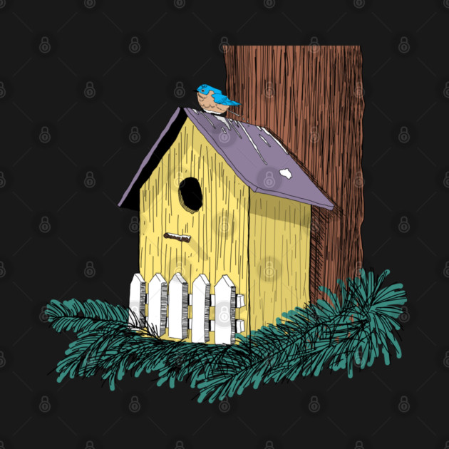 Funny Bluebird on Birdhouse by H. R. Sinclair