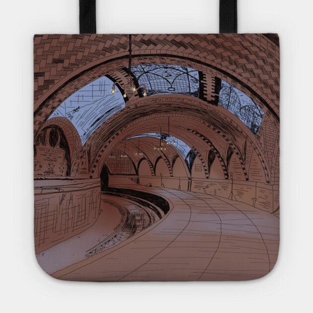 Abandoned NY City Hall Subway Station Illustration Tote by H. R. Sinclair