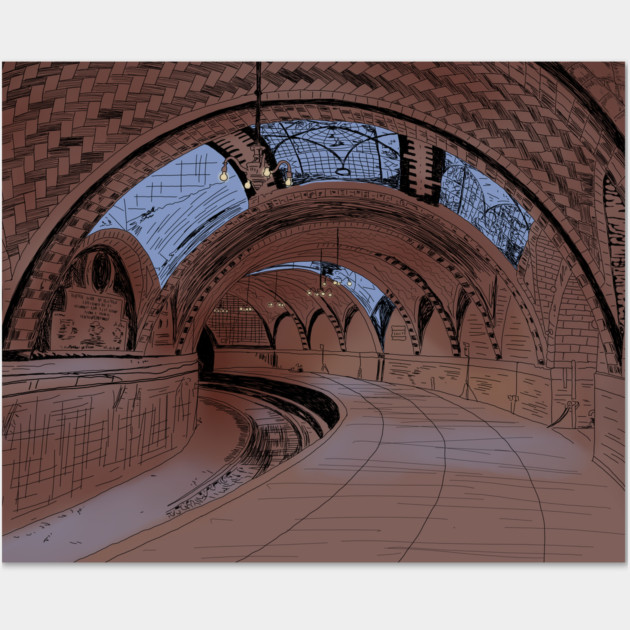 Abandoned NY City Hall Subway Station Illustration Wall Art by H. R. Sinclair