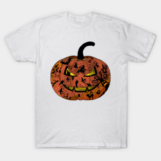Halloween Pumpkin Doodle Line Art T-Shirt