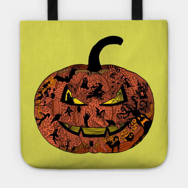 Halloween Pumpkin Doodle Line Art Tote by H. R. Sinclair