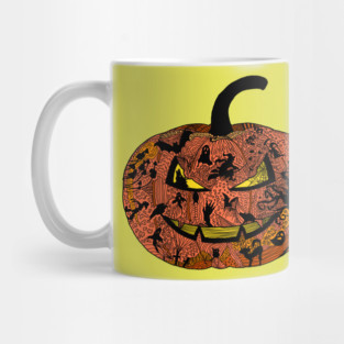 Halloween Pumpkin Doodle Line Art Mug