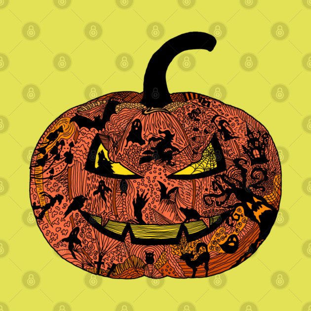 Halloween Pumpkin Doodle Line Art by H. R. Sinclair