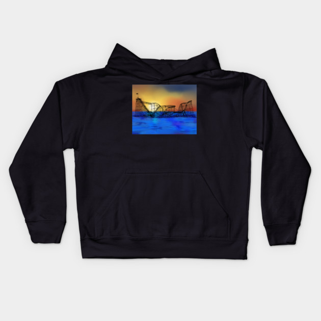 Seaside Heights Roller Coaster Kids Hoodie by H. R. Sinclair