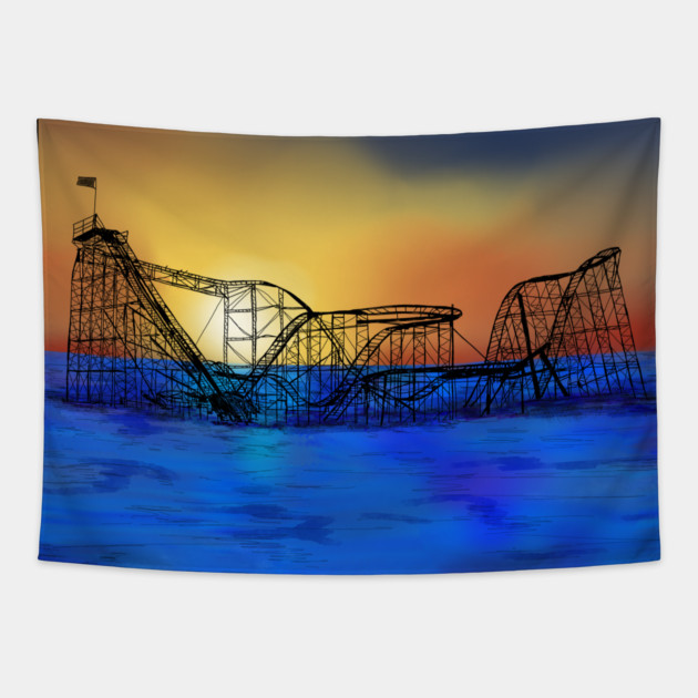 Seaside Heights Roller Coaster Tapestry by H. R. Sinclair