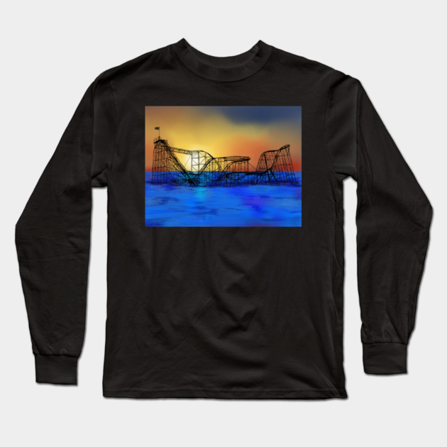 Seaside Heights Roller Coaster Long Sleeve T-Shirt by H. R. Sinclair
