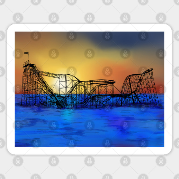 Seaside Heights Roller Coaster Sticker by H. R. Sinclair
