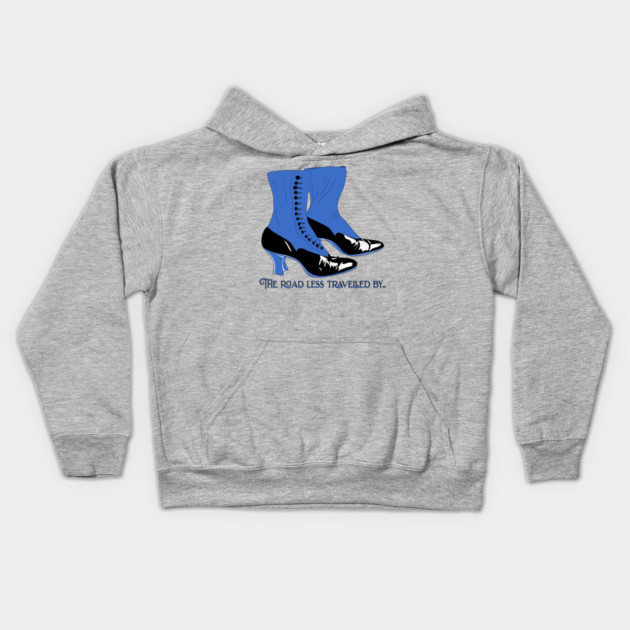 Vintage Spat Boots, road less traveled by Kids Hoodie by H. R. Sinclair