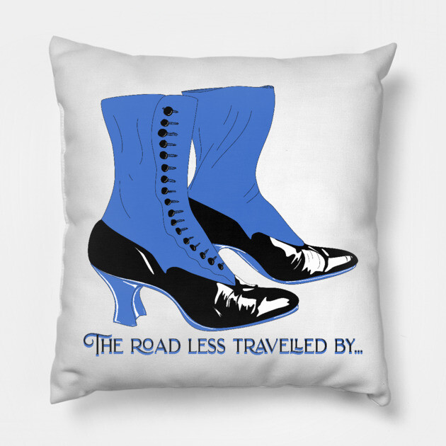Vintage Spat Boots, road less traveled by Pillow by H. R. Sinclair