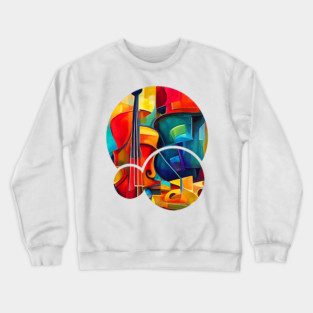 Abstract Violin Paintings, Musical Instrument jazz Crewneck Sweatshirt