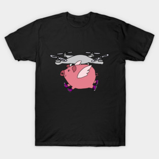 Funny Flying Pig Drone Cartoon T-Shirt