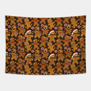 Evil Horror Movie Gingerbread Men Tapestry