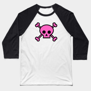 Pink Punk Skull & Bones Baseball T-Shirt