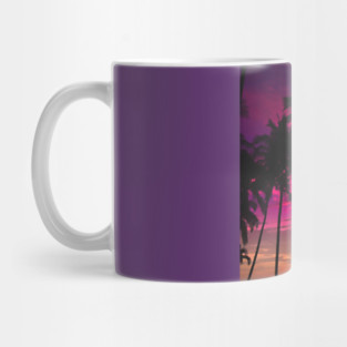 Palm Tree Sunset Horizon Digital Painting Mug