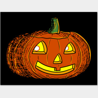 Halloween Jack O' Lantern with Dark Shadow Posters and Art