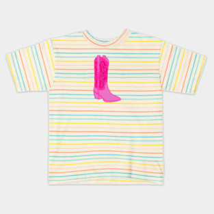 Preppy Bright Pink Cowgirl Aesthetic Kids T-Shirt