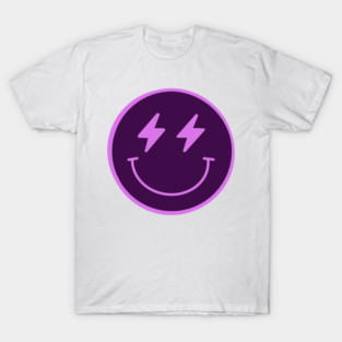 Lightning Smiley Face Neon Purple T-Shirt
