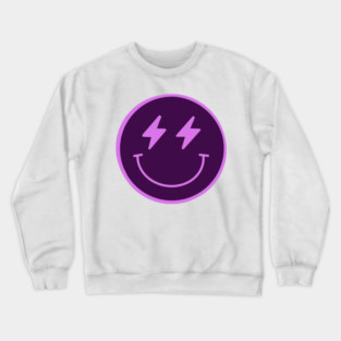 Lightning Smiley Face Neon Purple Crewneck Sweatshirt