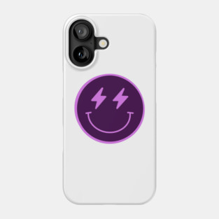 Lightning Smiley Face Neon Purple Phone Case