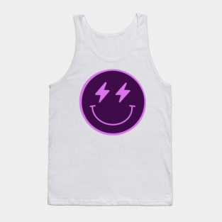 Lightning Smiley Face Neon Purple Tank Top