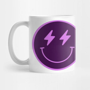 Lightning Smiley Face Neon Purple Mug