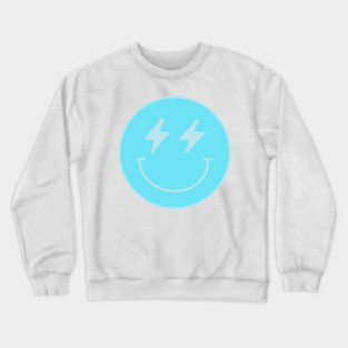 Lightning Bolt Smiley Face Preppy Blue Crewneck Sweatshirt