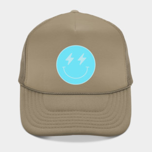 Lightning Bolt Smiley Face Preppy Blue Hat