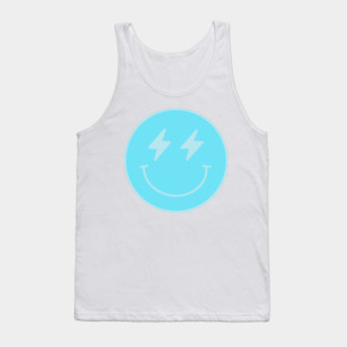 Lightning Bolt Smiley Face Preppy Blue Tank Top