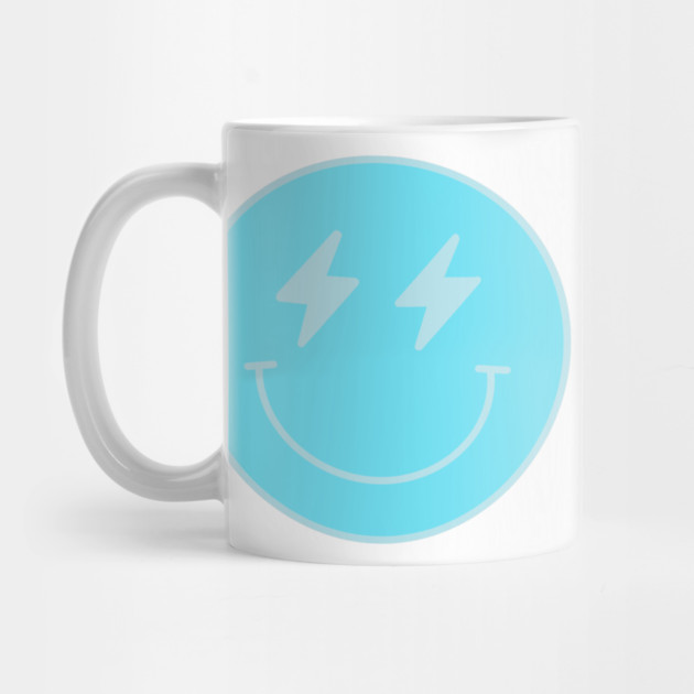 Lightning Bolt Smiley Face Preppy Blue by Asilynn