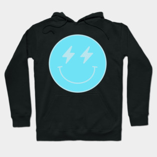 Lightning Bolt Smiley Face Preppy Blue Hoodie