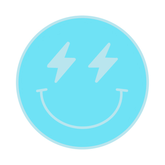 Lightning Bolt Smiley Face Preppy Blue by Asilynn