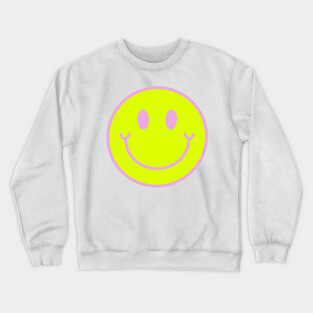 Neon Yellow and Pink Aesthetic Smiley Face Crewneck Sweatshirt
