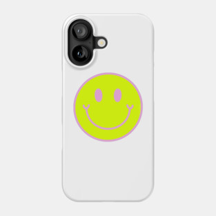 Neon Yellow and Pink Aesthetic Smiley Face Phone Case