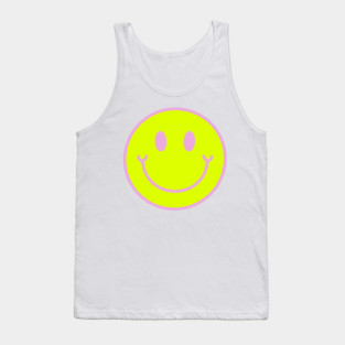 Neon Yellow and Pink Aesthetic Smiley Face Tank Top