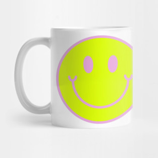 Neon Yellow and Pink Aesthetic Smiley Face Mug