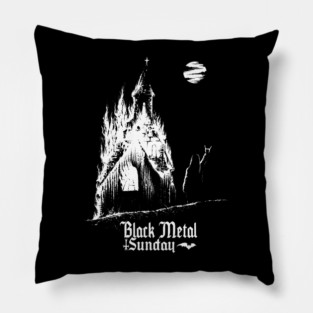 Black Metal Burning Church Pillow