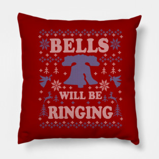 Philly Liberty Bell Philadelphia Bells Will Be Ringing Ugly Christmas Sweater Party Philly Fan Pillow