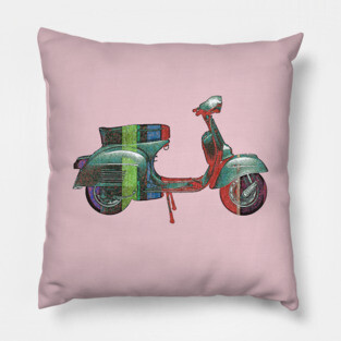 Vespa Piaggio Vintage Design Scooter Pillow