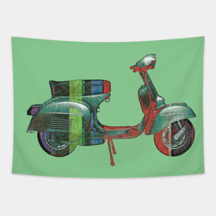 Vespa Piaggio Vintage Design Scooter Tapestry