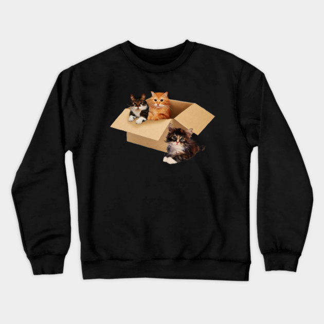 Cute Cats inside Box, Love cats Kittens Crewneck Sweatshirt by logiamerch