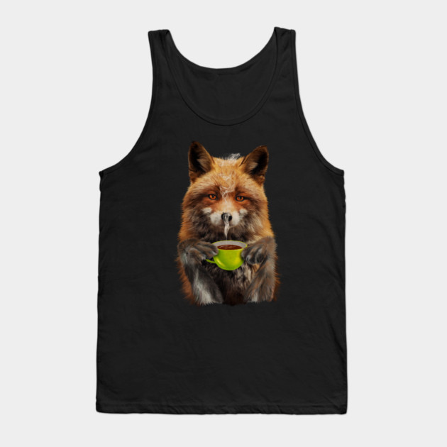 Fox Drinking Coffee, Love Foxes Tank Top by logiamerch