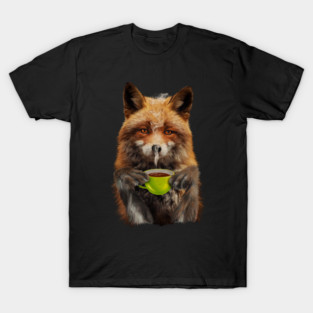 Fox Drinking Coffee, Love Foxes T-Shirt