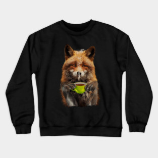 Fox Drinking Coffee, Love Foxes Crewneck Sweatshirt