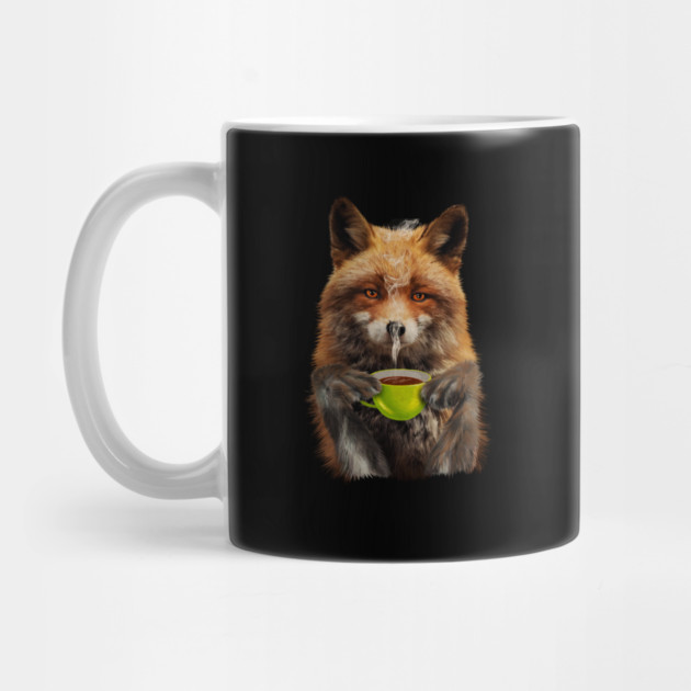Fox Drinking Coffee, Love Foxes by logiamerch
