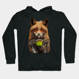 Fox Drinking Coffee, Love Foxes Hoodie