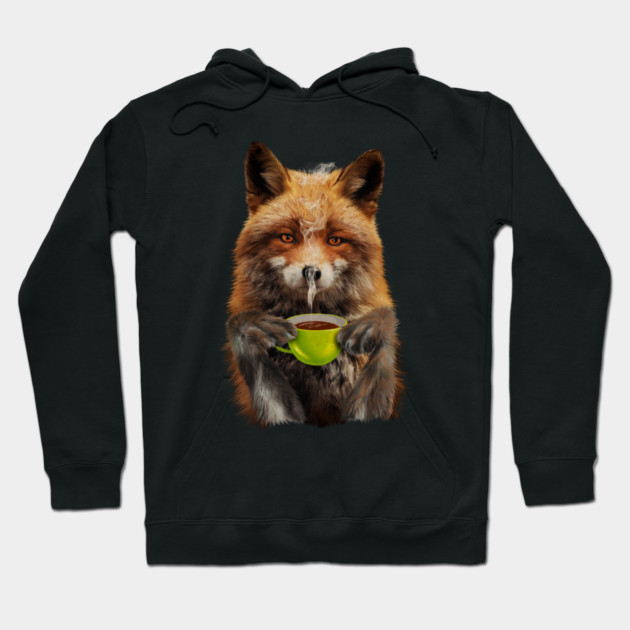 Fox Drinking Coffee, Love Foxes Hoodie by logiamerch