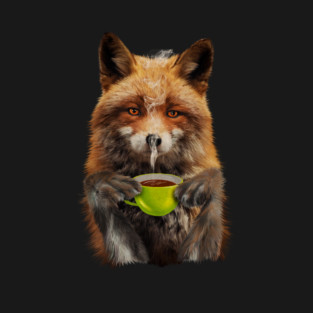 Fox Drinking Coffee, Love Foxes T-Shirt