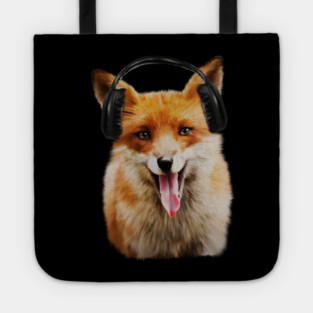 Fox listening to Music, Love Foxes Tote