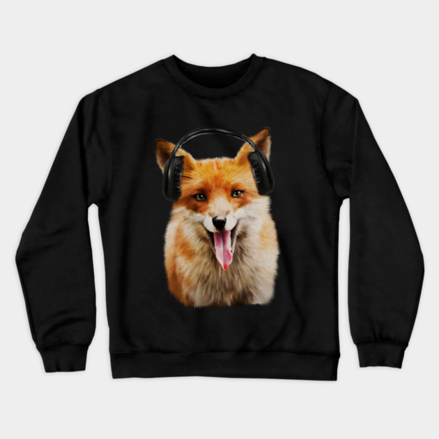 Fox listening to Music, Love Foxes Crewneck Sweatshirt by logiamerch