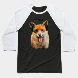 Fox listening to Music, Love Foxes Baseball T-Shirt